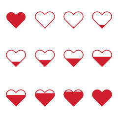 Heart Red Icon line Vector , Love Symbol Valentine's Day