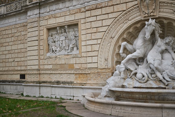 Bologna, Italy - December 18, 2018 : View of Fontana della Ninfa e del cavallo marino
