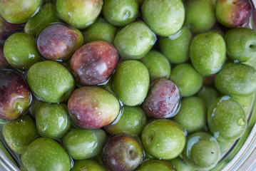 Green olives in brine