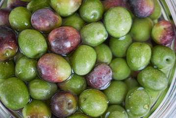 Green olives in brine