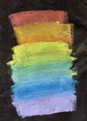 Colorful rainbow chalk pastel background / soft pastel. Handdrawn rainbow gradient, rough texture.
