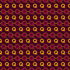 Alphabet letter q vector seamless pattern