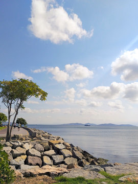 Bostanci seaside and caddebostan sahil at cloudy day in Istanbul Turkey