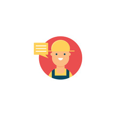 Farmer with speech bubble vector icon