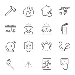 Firefighting vector icons set