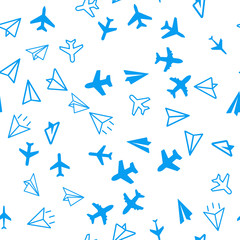 Travel, plane, aircraft, transport concept. Seamless vector EPS 10 pattern