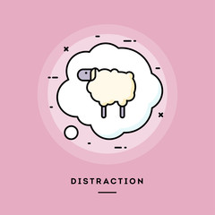 Distraction, flat design thin line banner, usage for e-mail newsletters, web banners, headers, blog posts, print and more. Vector illustration.