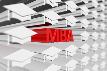 MBA concept blurred background 3d render illustration