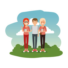 group of business people in the camp