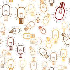 Seamless decorative and hand drawn bulb illustrations. Graphic, details, messy & cover.