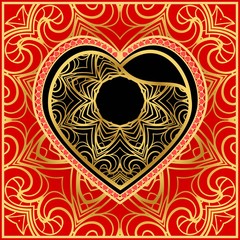 Valentine's day card with decorative ornament. Vector illustration. Template design for greeting and wedding card