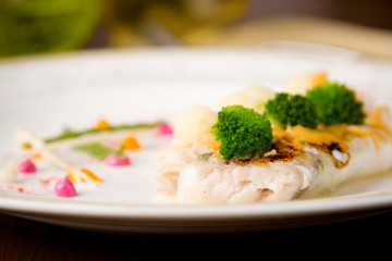 steamed fish fillet with broccoli and cauliflower and cauliflower