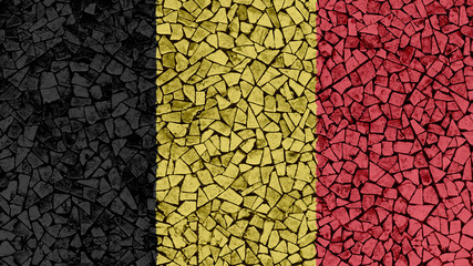 Mosaic Tiles Painting of Belgium Flag, Background Texture