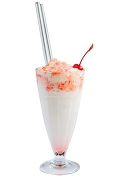 Cherry milkshake isolated on a white background - Image
