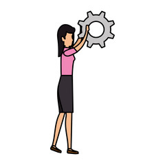 elegant businesswoman lifting gear