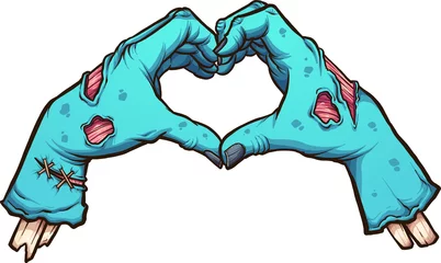 Fotobehang Valentine zombie hands forming a heart shape. Vector clip art illustration with simple gradients. All in single layer.  © Memoangeles