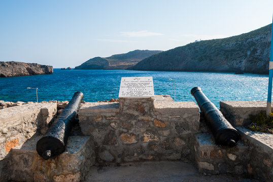 Potamos, port of Antikythera island in Greece. 