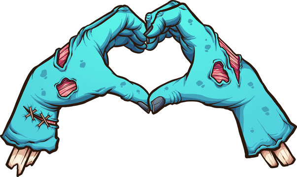 Valentine zombie hands forming a heart shape. Vector clip art illustration with simple gradients. All in single layer. 