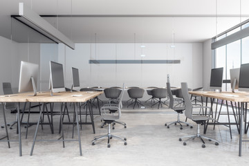 Concrete glass office interior