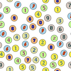 Circles and numbers, school concept. Seamless vector EPS 10 pattern. Flat style