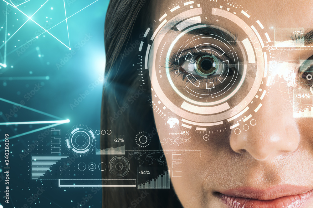 Poster face recognition and information concept