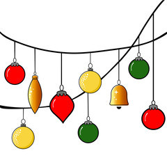 Christmas balls set on white background. Vector Illustration