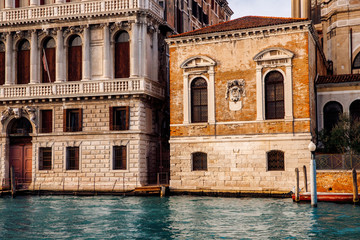 Fototapeta na wymiar Old buildings Venice, Italy. Facilities in water after flood. Concept tourism.