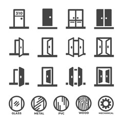 door icon set,vector and illustration