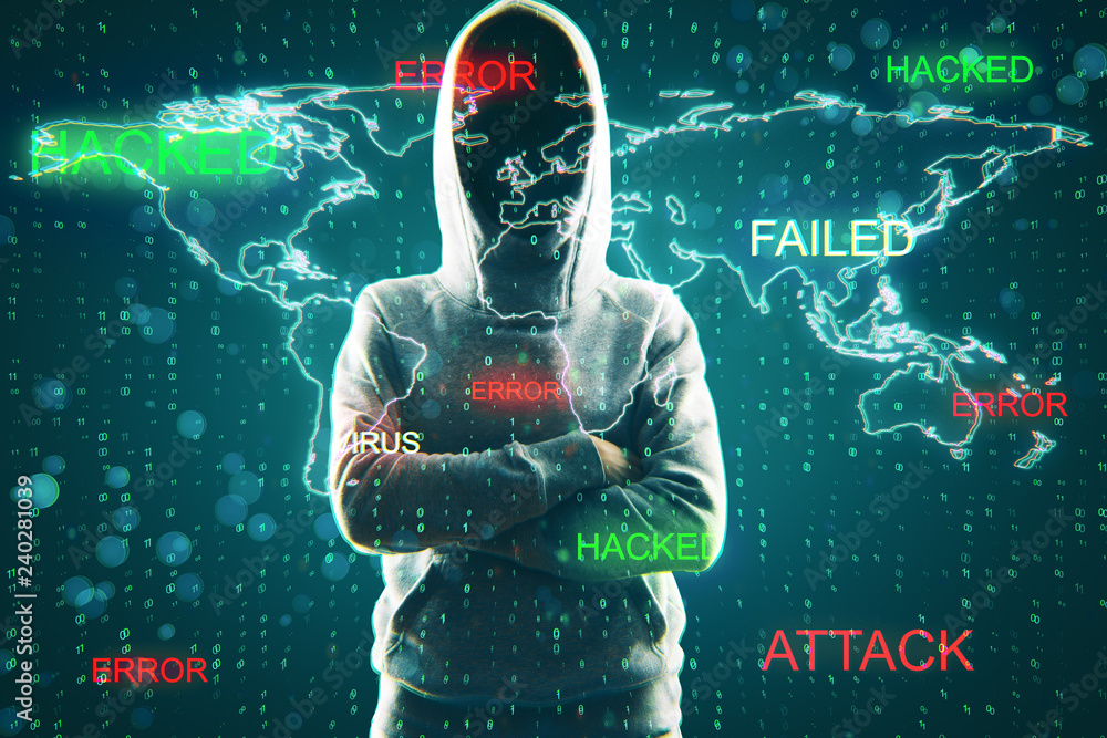 Aufkleber hacker and attack concept