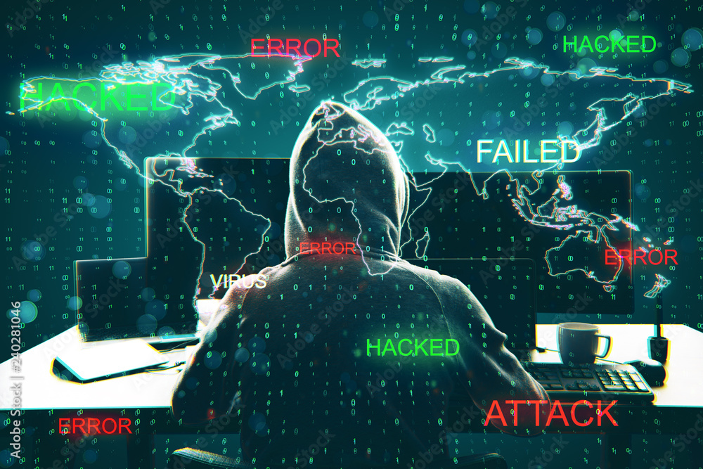 Poster hacking and virus concept
