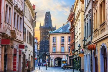 Fototapeta na wymiar Prague street Celetna, part of the Royal Route close to the Powd