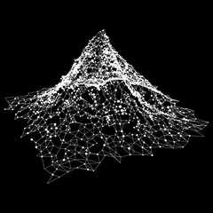 Wireframe terrain vector background. Cyberspace landscape grid technology illustration