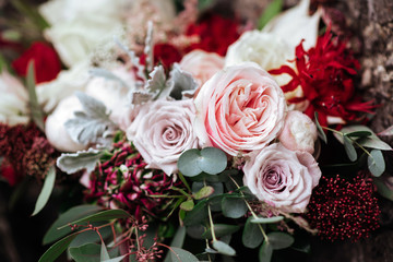 Wedding flowers, bridal bouquet closeup.