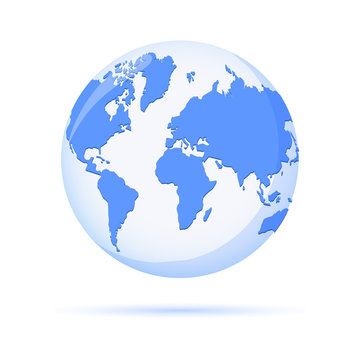 Vector earth globe illustration, planet symbol. Modern minimalistic world map icon. Planet Earth icon for web
