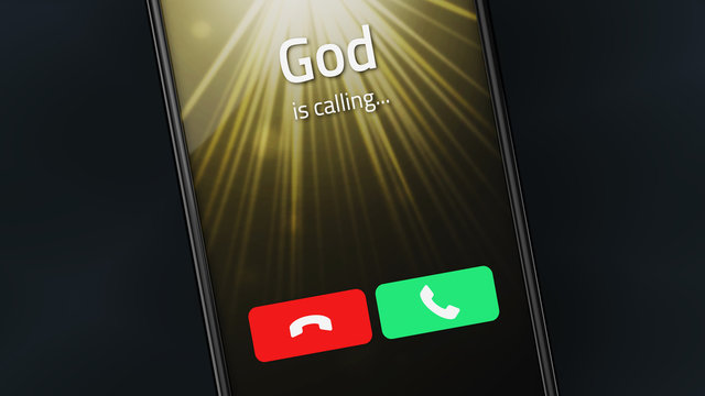 God is calling on a smartphone