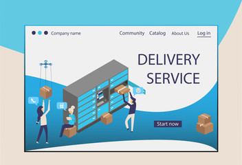 Fototapeta na wymiar Modern flat design isometric concept of delivery service for website and mobile website. Landing page template. Easy to edit and customize. Vector illustration