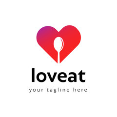 Love Food and Heart Vector Icons, Logos, Sign, Symbol Template - Vector