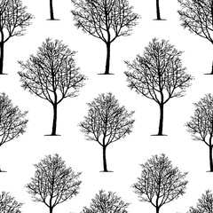 Seamless background of trees silhouettes