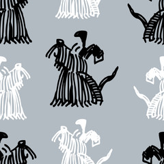 Seamless pattern of terriers sketches