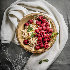 Raspberries in a bowl