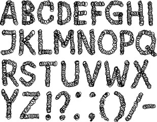 Vector image of drawn decorative alphabet