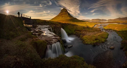 Acrylic prints Kirkjufell Kirkjufell waterfall panorama