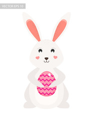 Easter rabbit with egg, vector illustration.