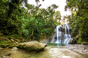 Fototapeta na wymiar Beautiful Gozalandia Waterfall in San Sebastian Puerto Rico