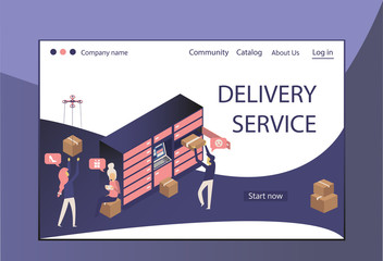 Modern flat design isometric concept of delivery service for website and mobile website. Landing page template. Easy to edit and customize. Vector illustration