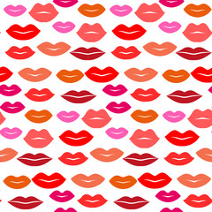 Seamless vector pattern, colorful sexy lips. Repeats texture of textile, wall, fabric, gift paper. Concept for Valentines Day.