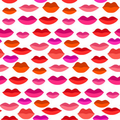 Seamless vector pattern, colorful sexy lips. Repeats texture of textile, wall, fabric, gift paper. Concept for Valentines Day.