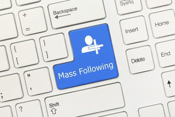 White conceptual keyboard - Mass Following (blue key)