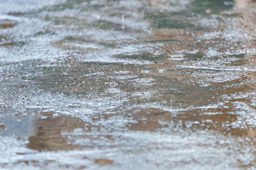 Rain fall on the ground in rains season