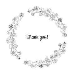 round floral wreath isolated on white background